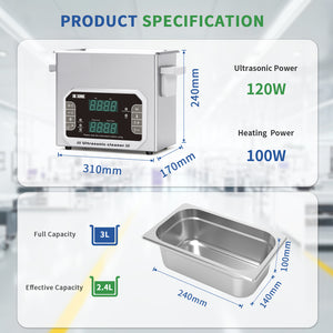 DK SONIC 3L Ultrasonic Cleaner, Touch Control Sonic Jewelry Cleaner