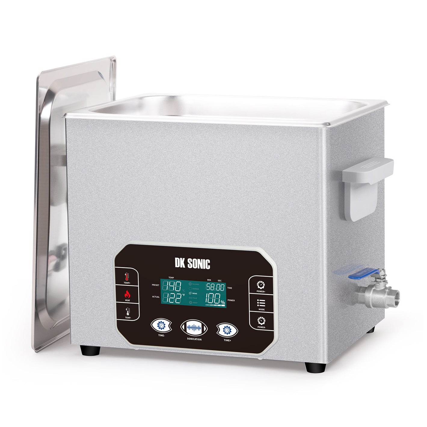 DK SONIC Limpiador Ultrasónico 10L, 240W Limpiador Sónico de Alta Capacidad con Control Táctil Inteligente, Cinco Modos para Motores de Motocicletas, Carburadores, Cadenas, Placa de Circuito (Incluye Cesta)