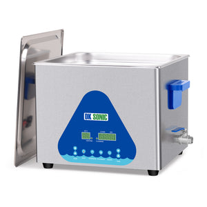 DK SONIC Limpiador Ultrasónico 15L, Limpiador Piezas Ultrasónico de 360W con Calentador y Temporizador, Control Digital y Cesta, Múltiples Funciones para Motores de Motocicletas, Carburadores, Cadenas