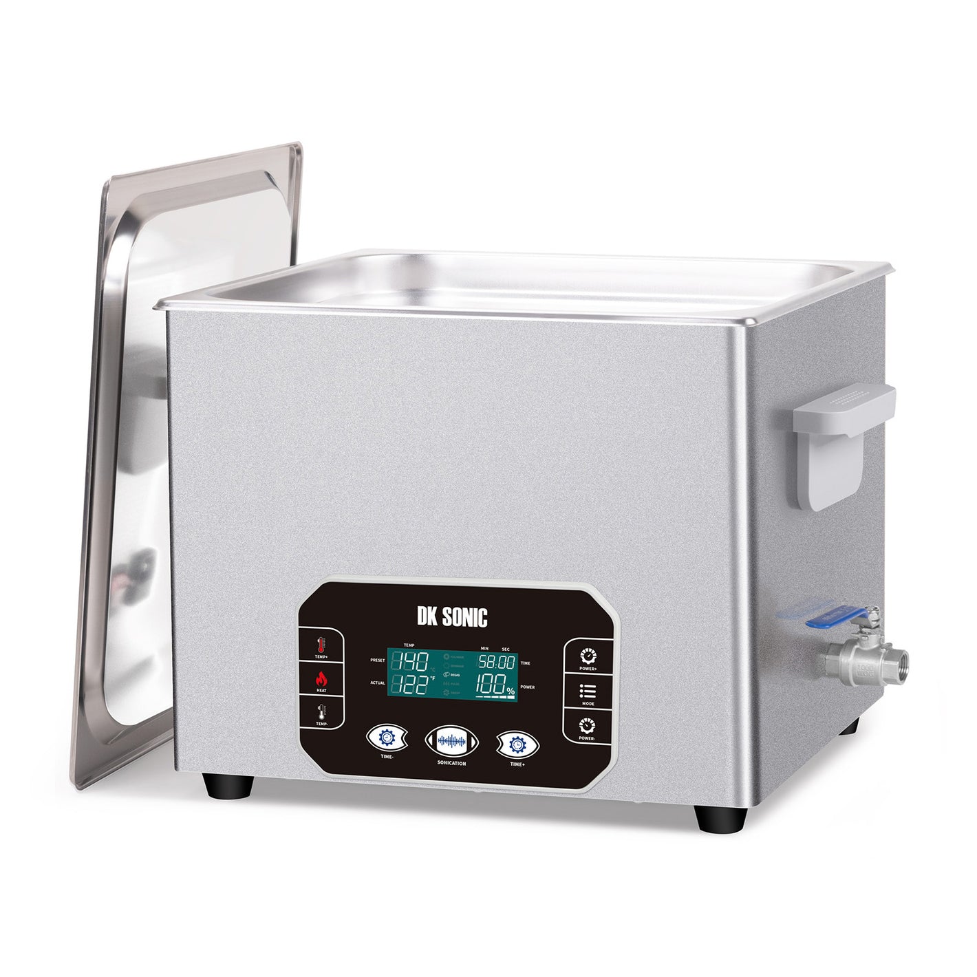 DK SONIC Limpiador Ultrasónico 15L, 360W Limpiador Sónico de Alta Capacidad con Control Táctil Inteligente, Cinco Modos para Motores de Motocicletas, Carburadores, Cadenas, Placa de Circuito (Incluye Cesta)