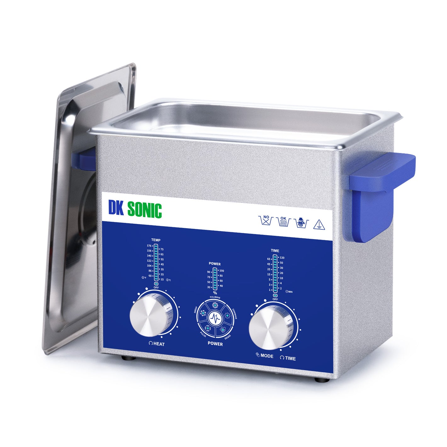 DK SONIC Limpiador Ultrasónico 3L 120W, Limpiador Ultrasónico de Joyas con Control Codificado de Potencia Ajustable y Cinco Modos para Limpieza de Gafas, Collares, Relojes,Monedas