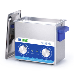 DK SONIC Limpiador Ultrasónico, Limpiador Ultrasónico de Joyas de Acero Inoxidable de 3L 120W con Calentador y Temporizador Mecánico para Lmpiar Joyas, Anteojos, Monedas (Cesta Incluida)