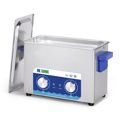 DK SONIC Limpiador Ultrasónico, Limpiador Ultrasónico de Joyas de Acero Inoxidable de 4L 120W con Calentador y Temporizador Mecánico para Lmpiar Joyas, Anteojos, Monedas (Cesta Incluida)